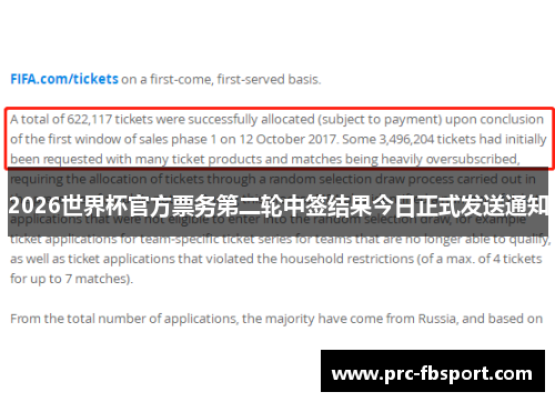 2026世界杯官方票务第二轮中签结果今日正式发送通知